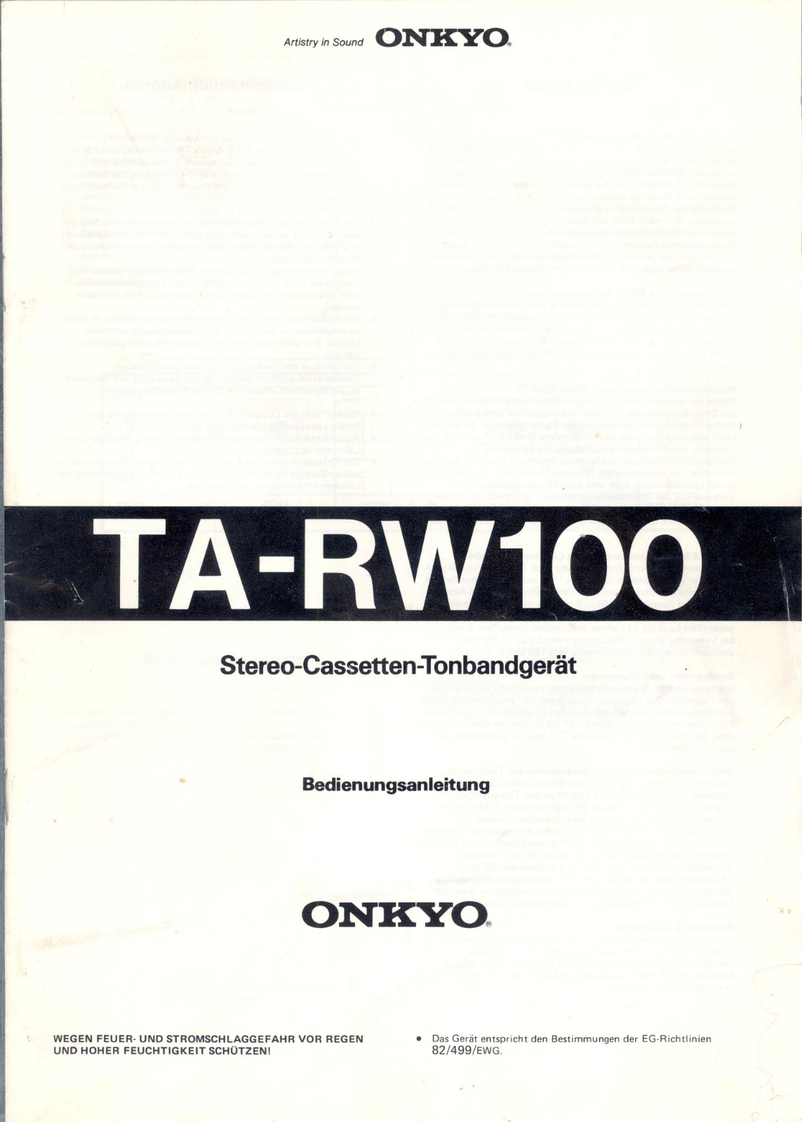 Onkyo TA-RW100 Service Manual