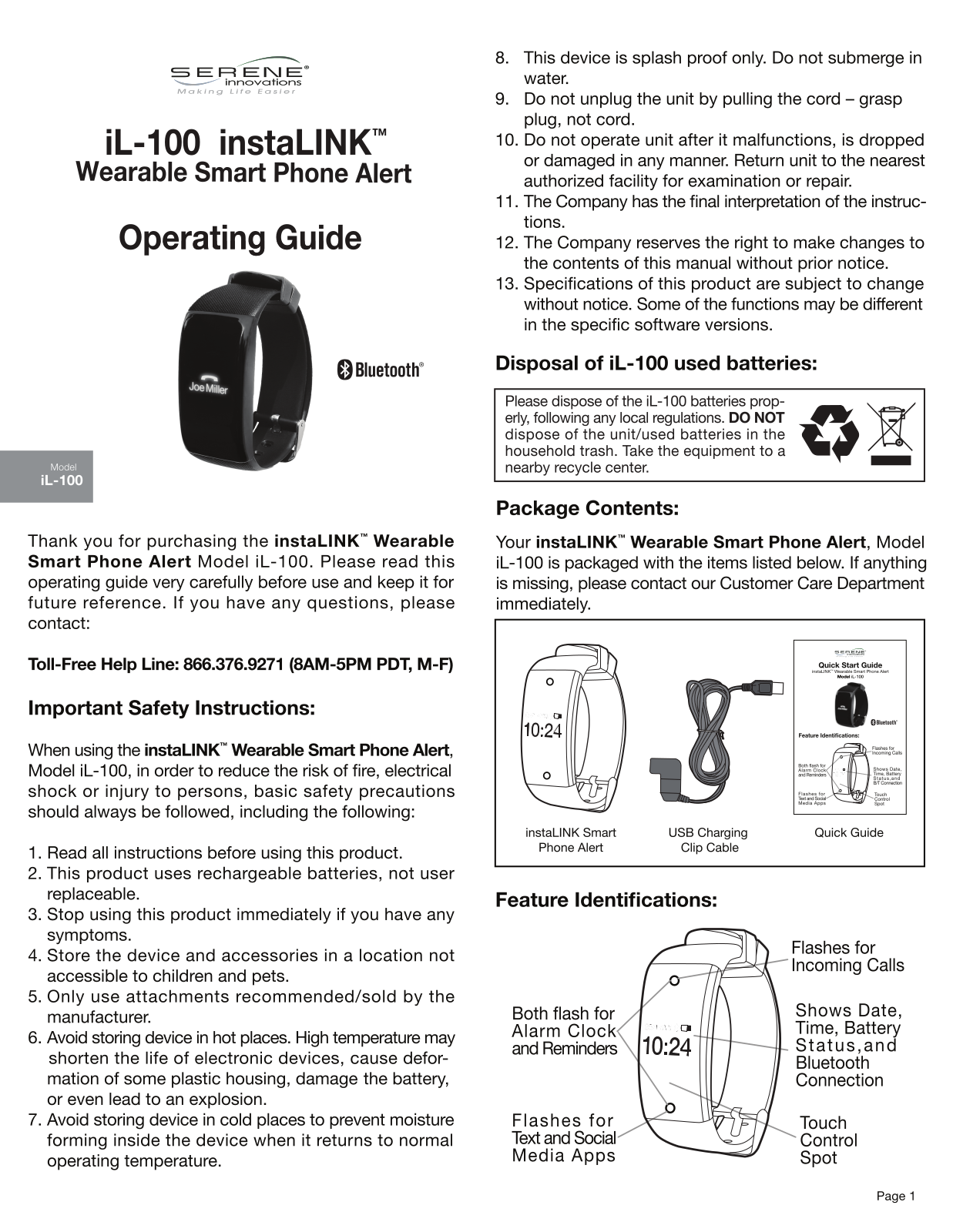 Serene Innovations IL-100 User Manual