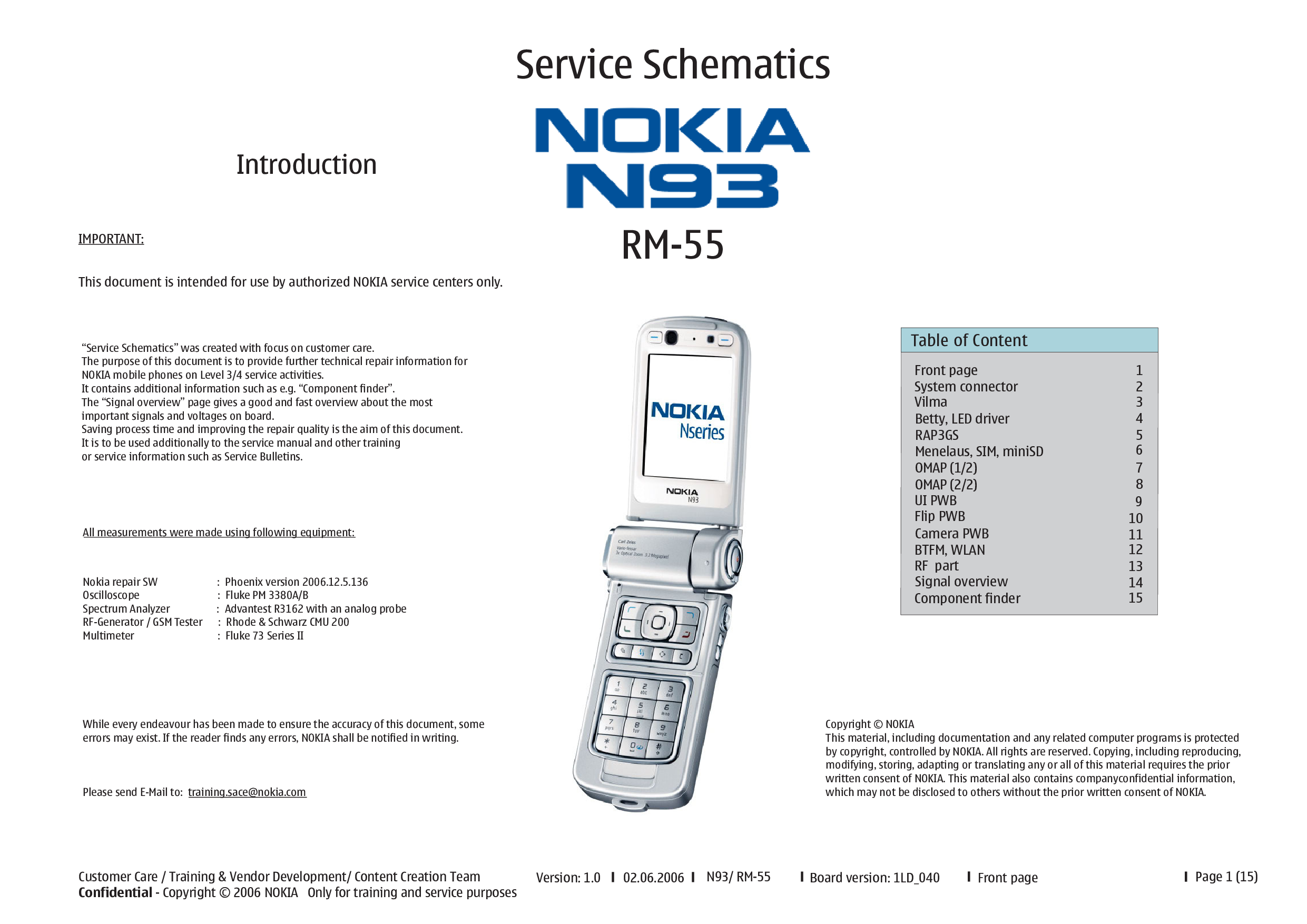Nokia N93 RM-55, N93  RM-153 Schematic