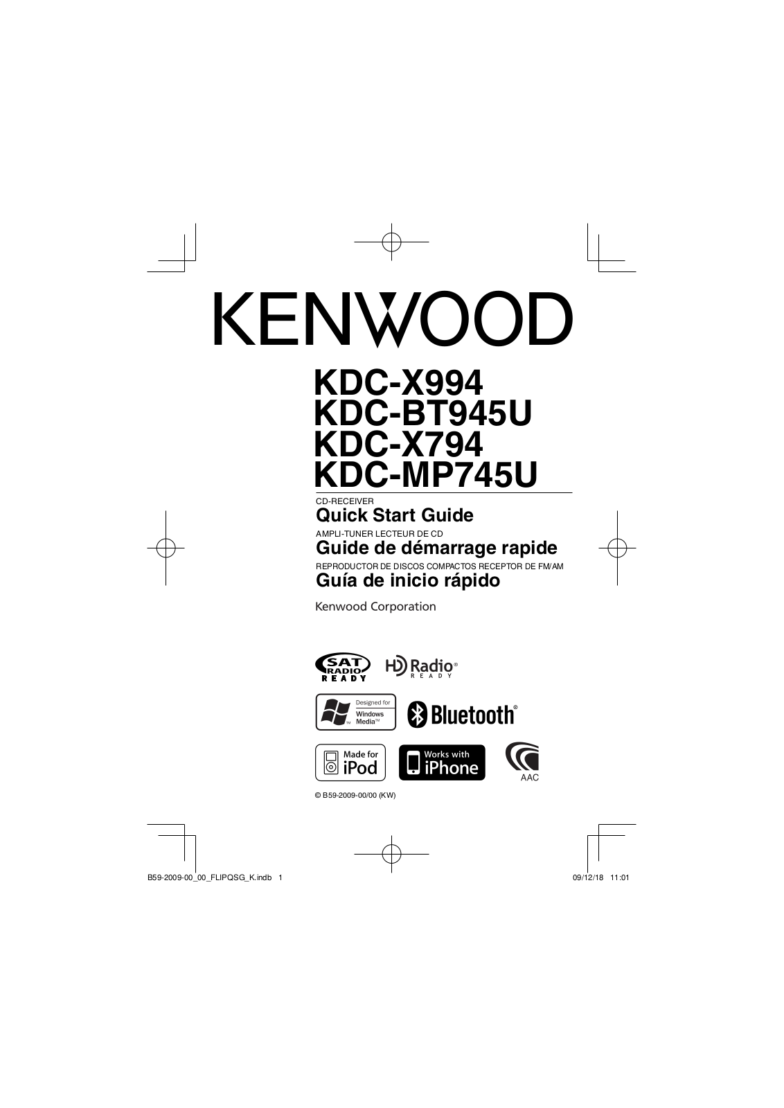 Kenwood KDC-BT945U, KDC-MP745U, KDC-X994, KDC-X794 User Manual