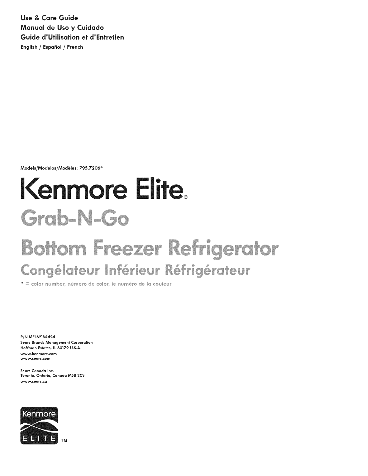 Kenmore Elite 795.7206 User Manual