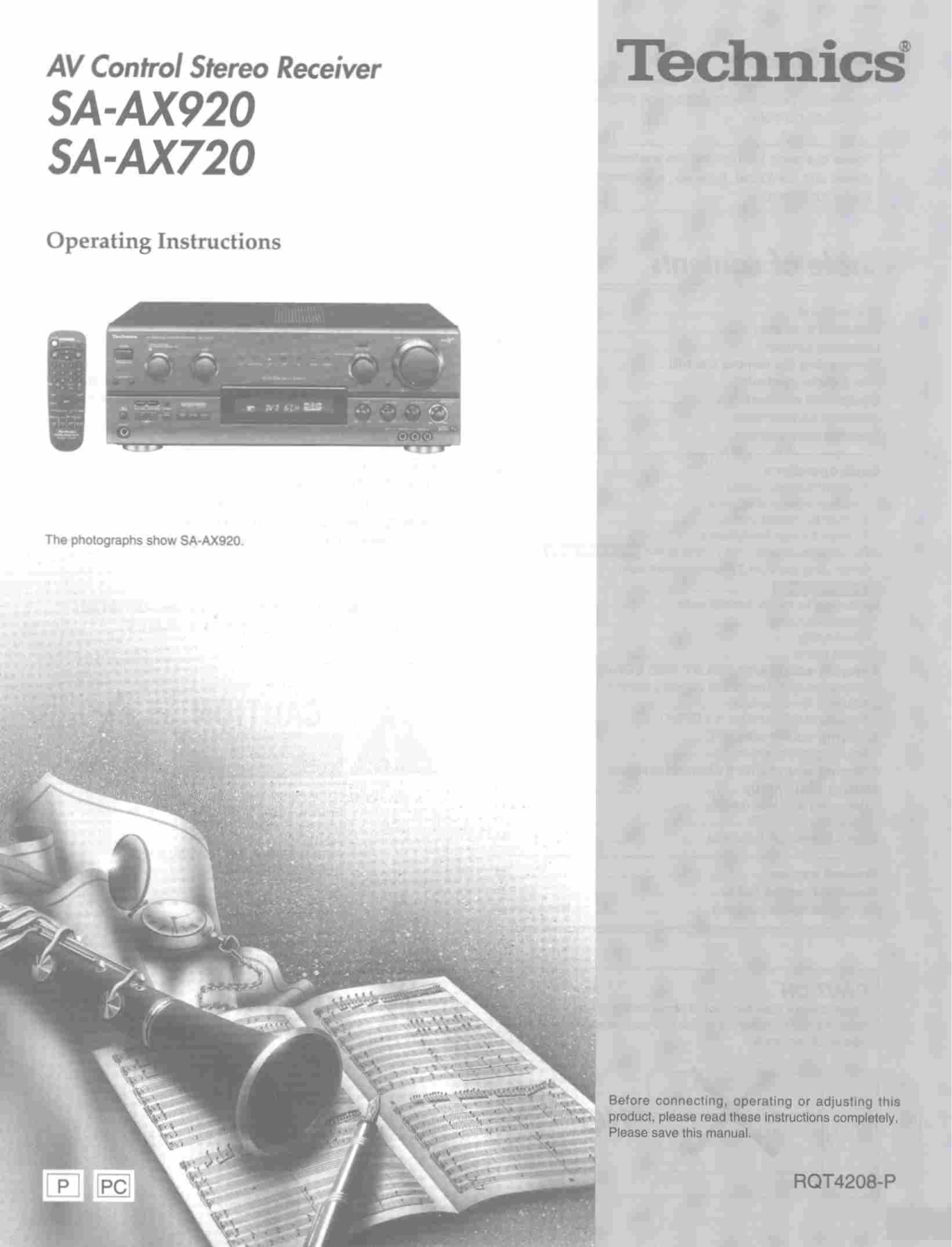 Panasonic SA-AX920 User Manual
