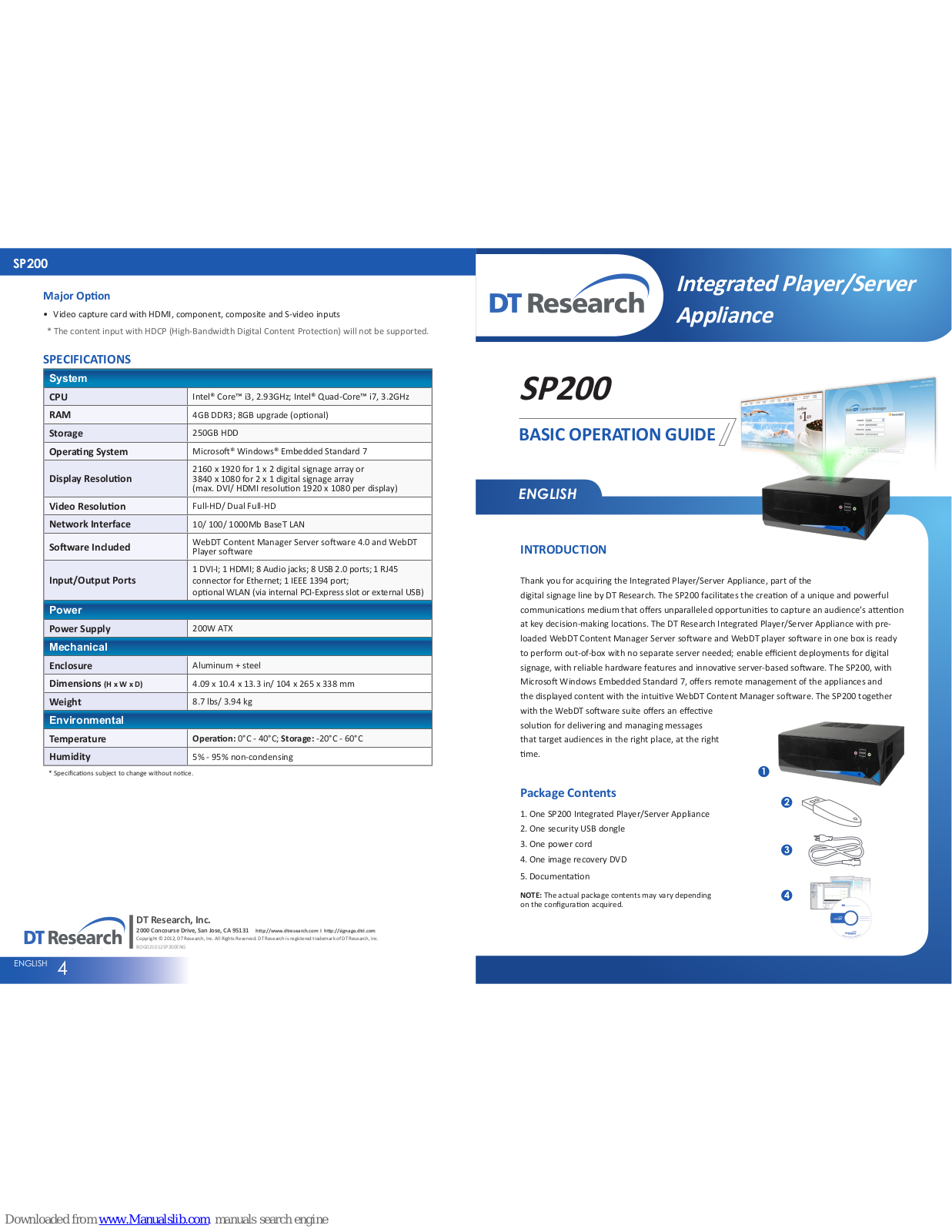 DT Research SP200 Basic Operation Manual