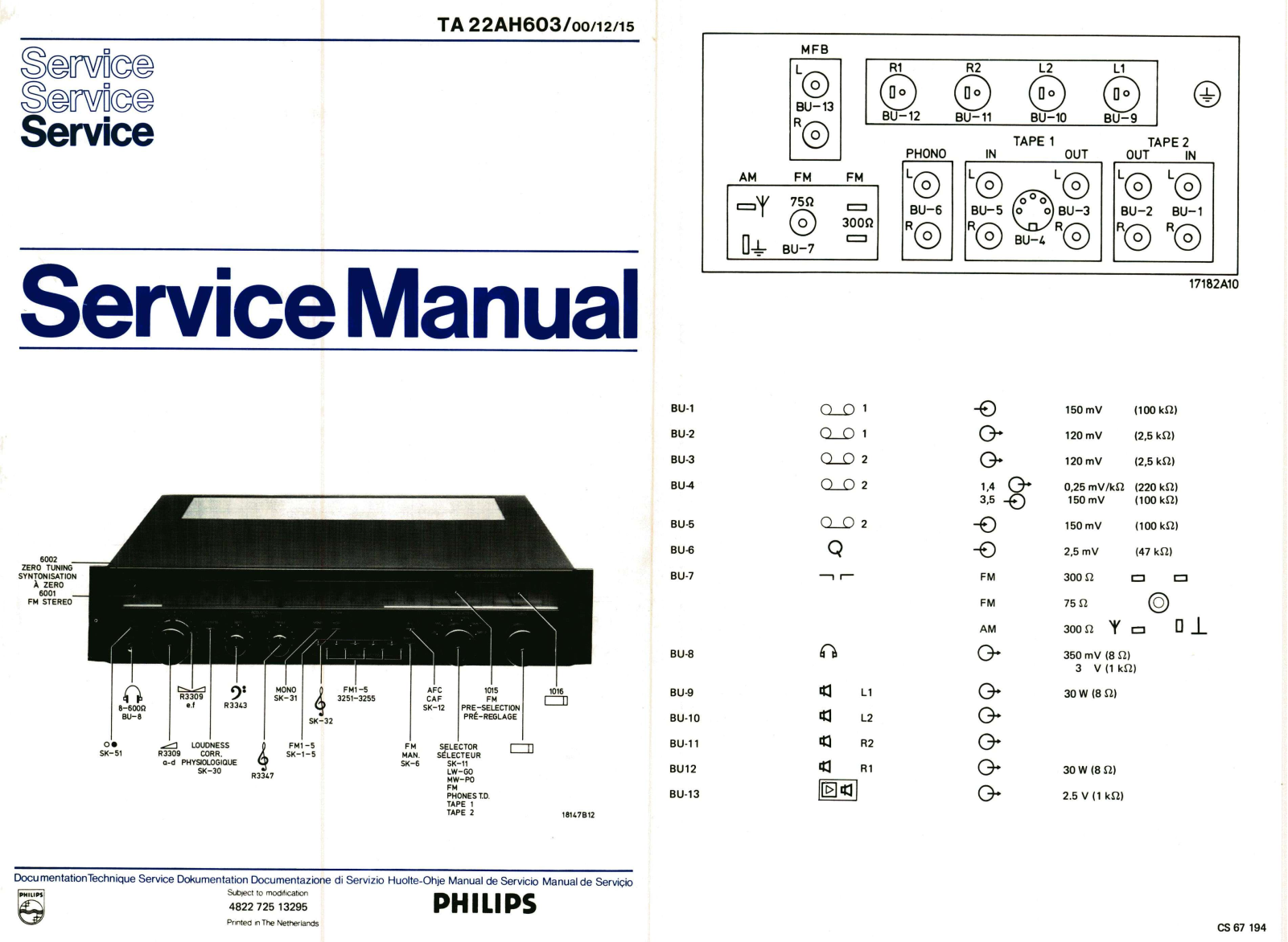 Philips 22-AH-603 Service Manual