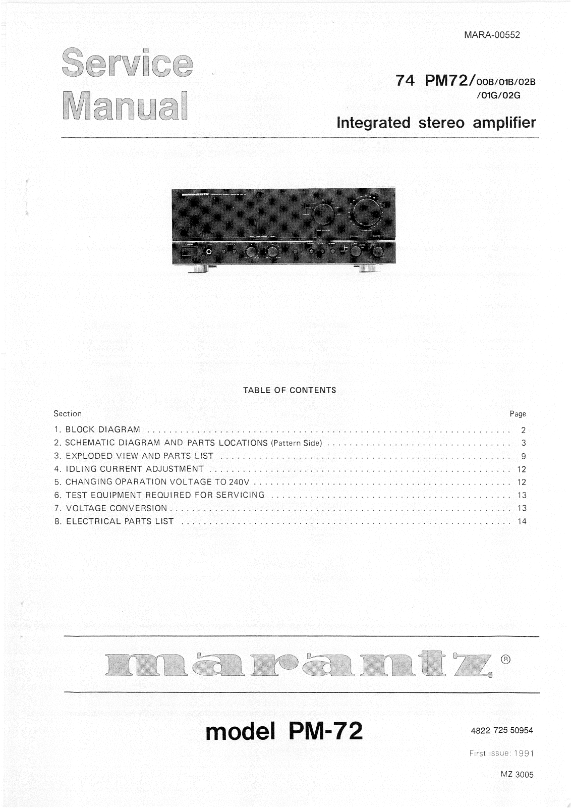 Marantz PM-72 Service Manual