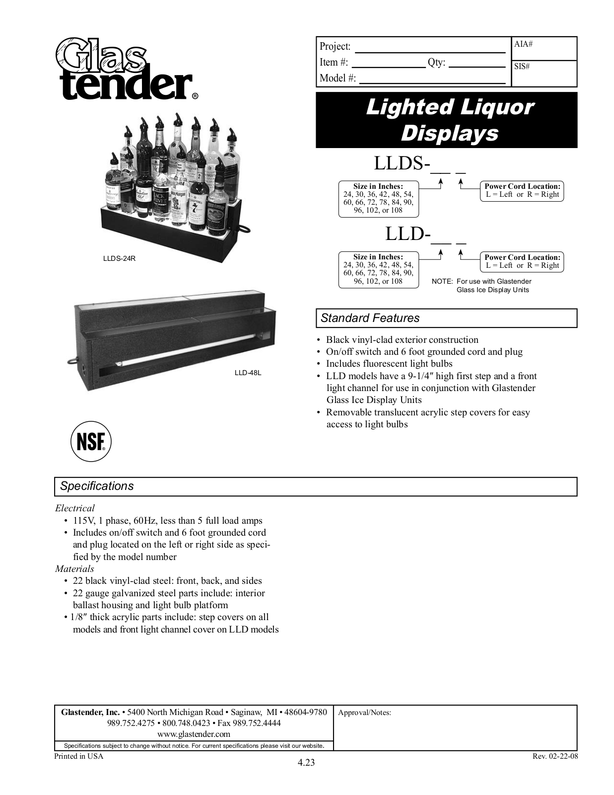 Glastender LLD-48L User Manual