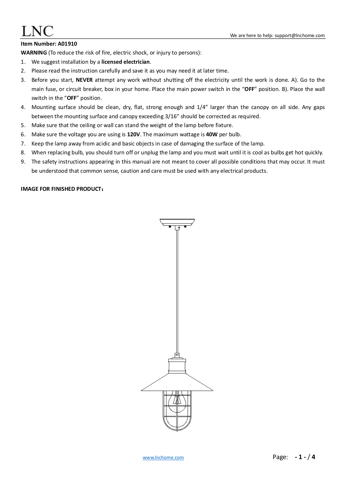 LNC Home LNCH1008 Installation & Assembly - ManualMachine.com