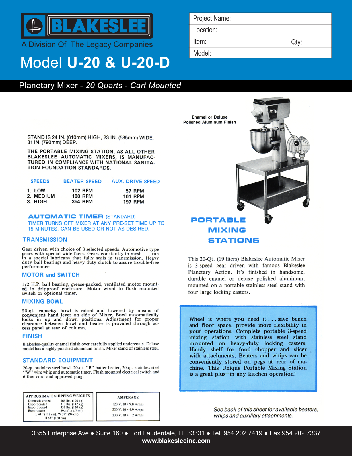 Blakeslee U-20 User Manual