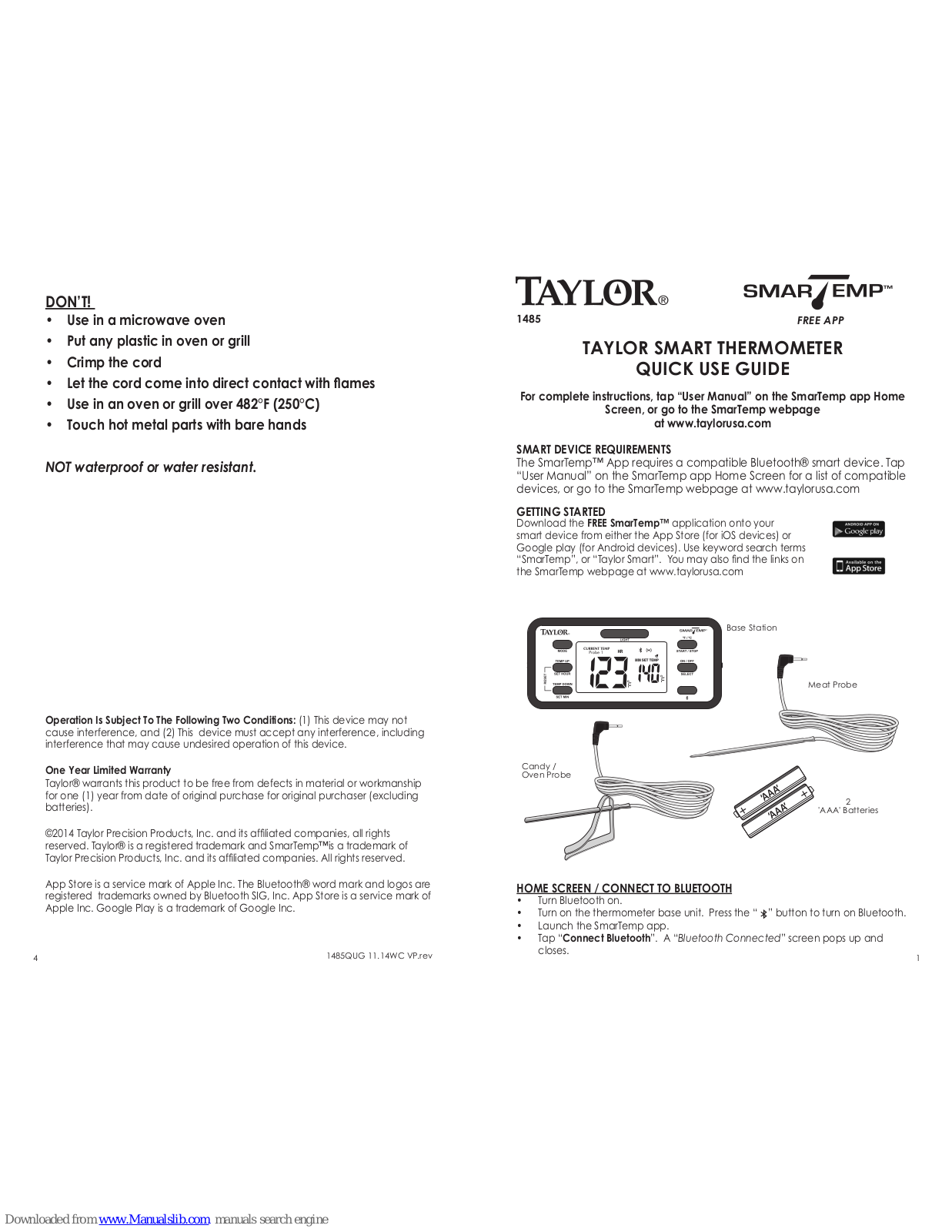 Taylor SmarTemp Quick Use Manual