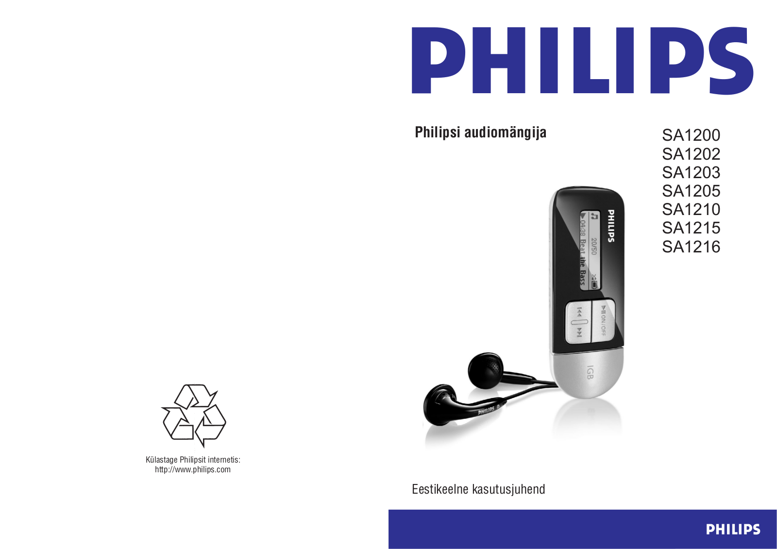 PHILIPS SA1210, SA1200 User Manual