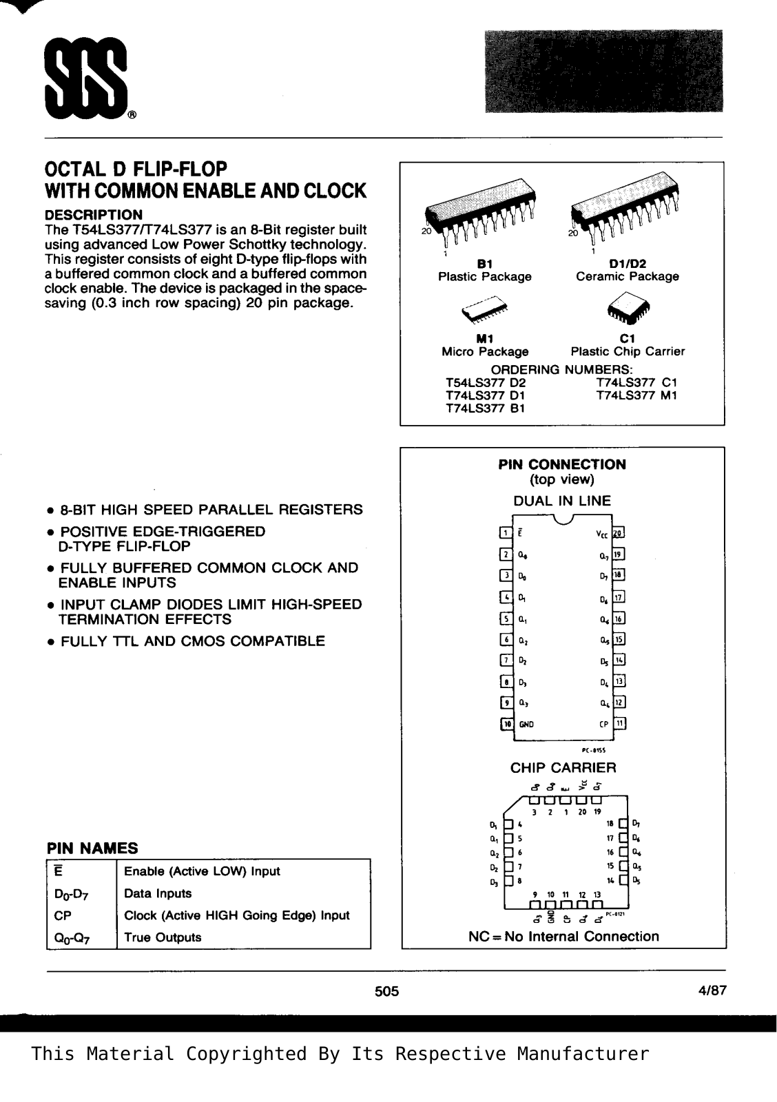 Datasheet T74LS377B1 Specification - ManualMachine.com