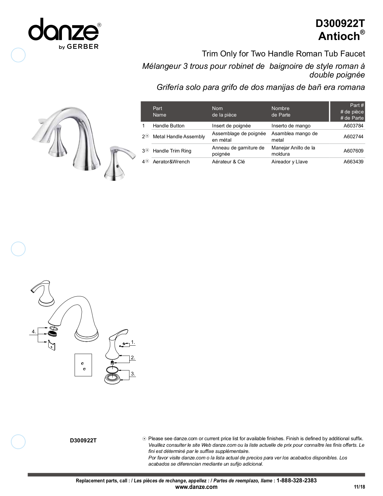 Gerber D300922BNT, D300922T, D300922BRT Part List