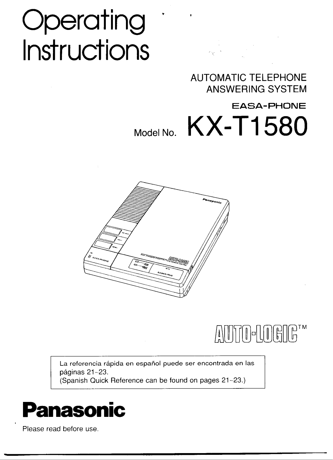 Panasonic kx-t1580 Operation Manual