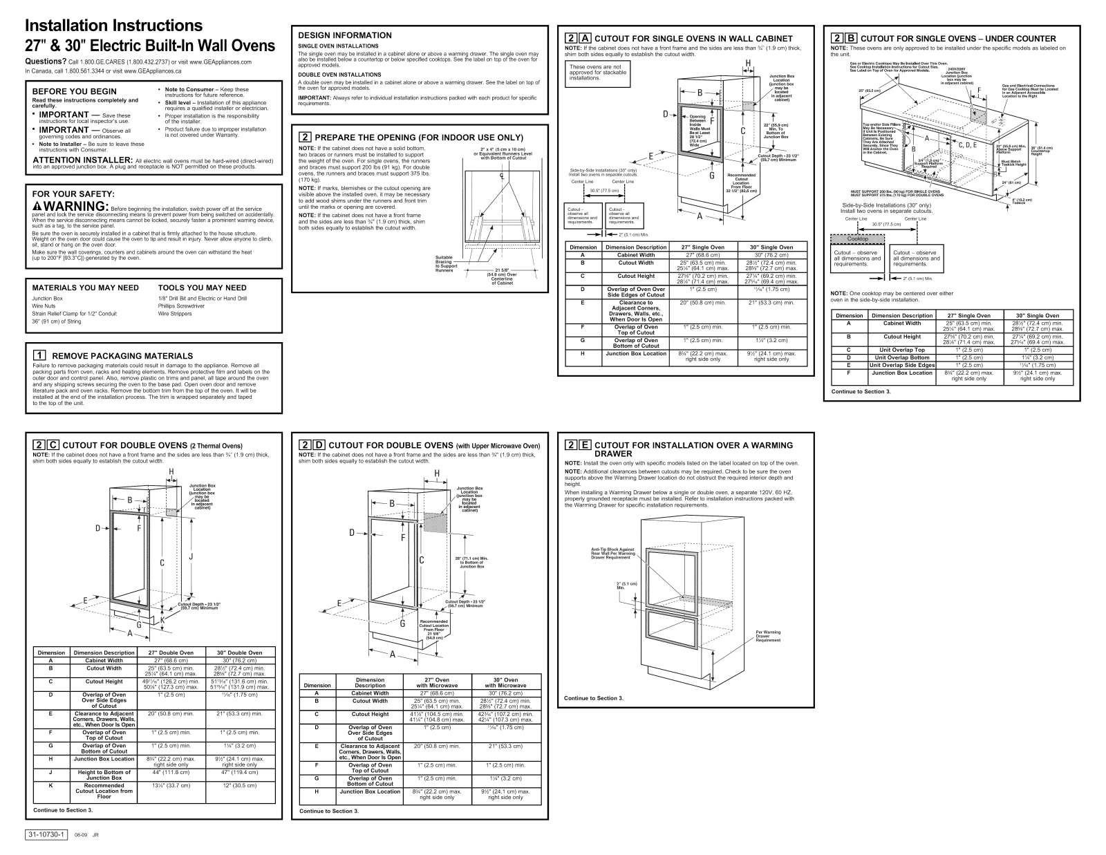 GE CT918ST1SS, CT918ST2SS, CT959ST1SS, CT959ST2SS, JKP30BM3BB Installation Guide - ManualMachine.com