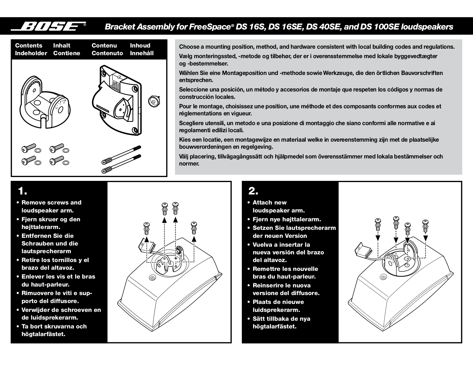 Bose DS 16S, DS 16SE, DS 40SE, DS 100SE Installation Guide