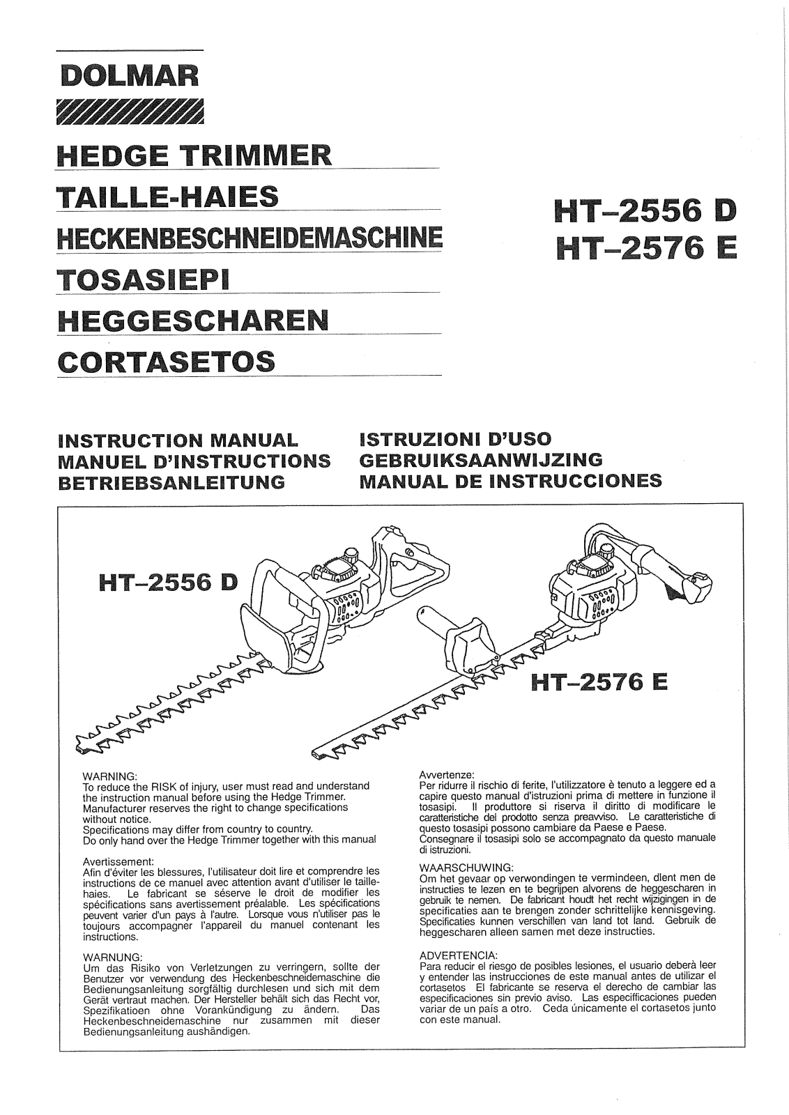 DOLMAR HT2576E User Manual