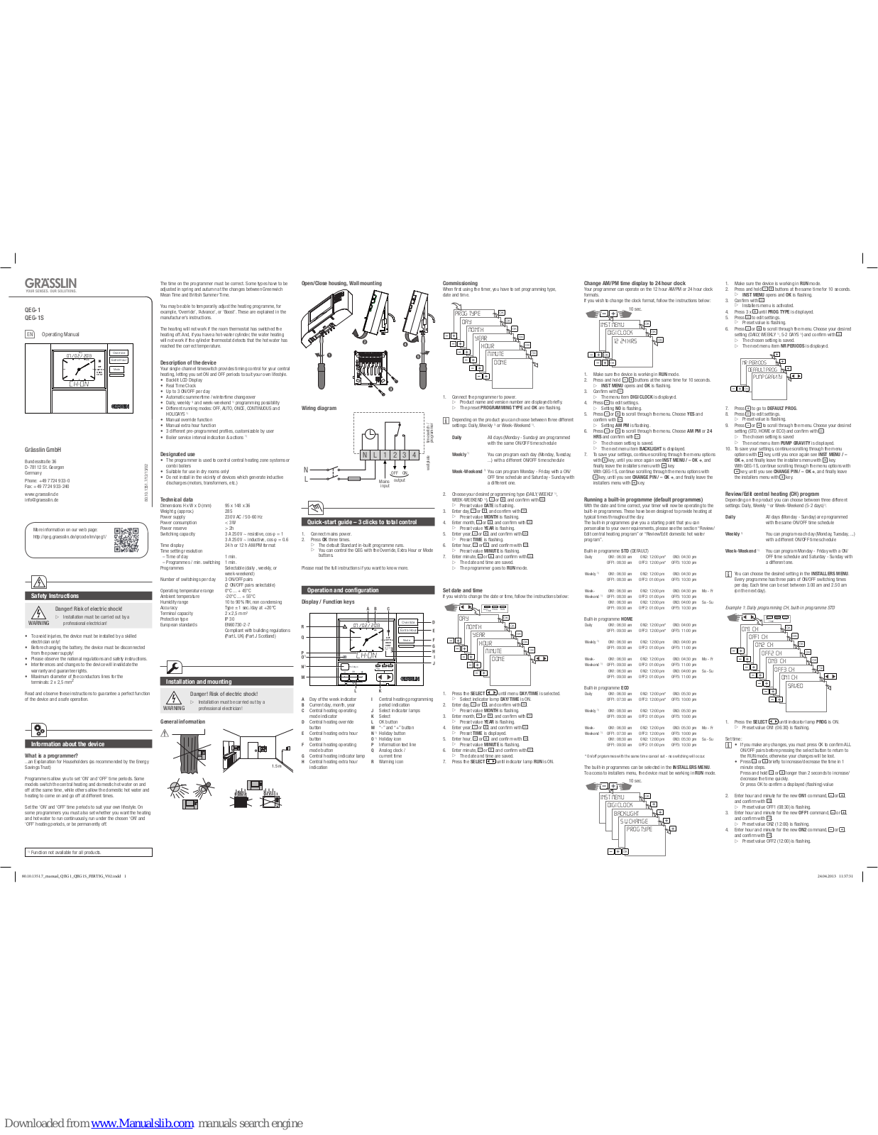 Grasslin QEG-1, QEG-1S Operating Manual