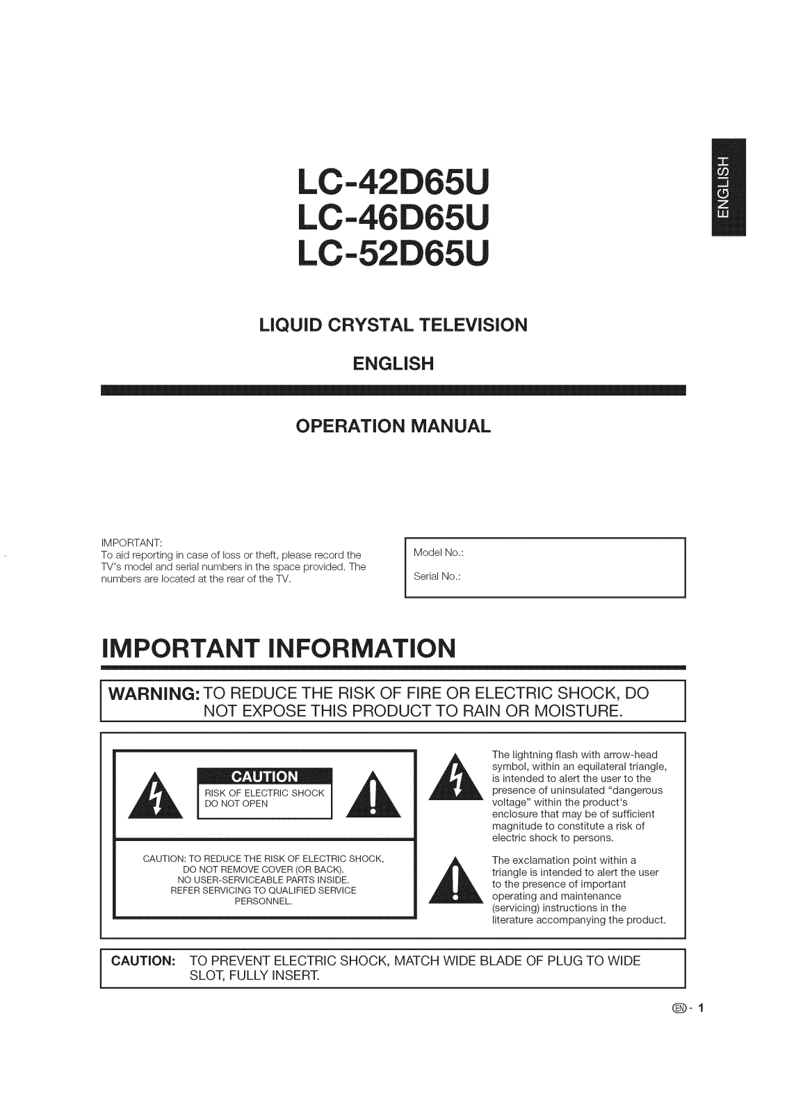 Sharp LC-52D65U, LC-46D65U, LC-42D65U Owner’s Manual - ManualMachine.com