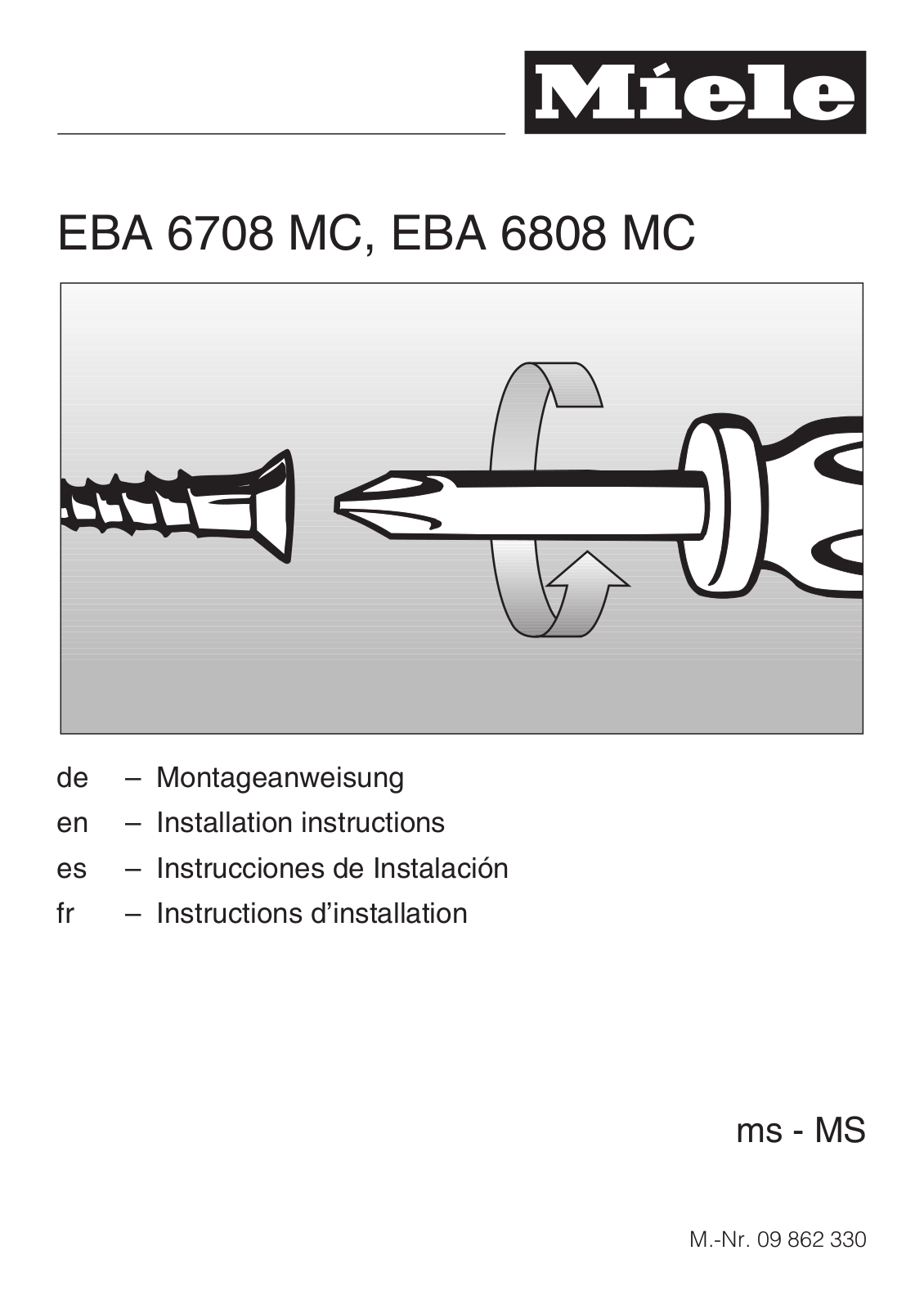 Miele EBA6808BRWS Installation manual