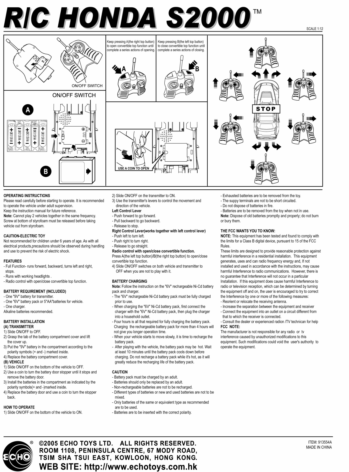 Echo Toys 91355R49, 91355T49 Users manual