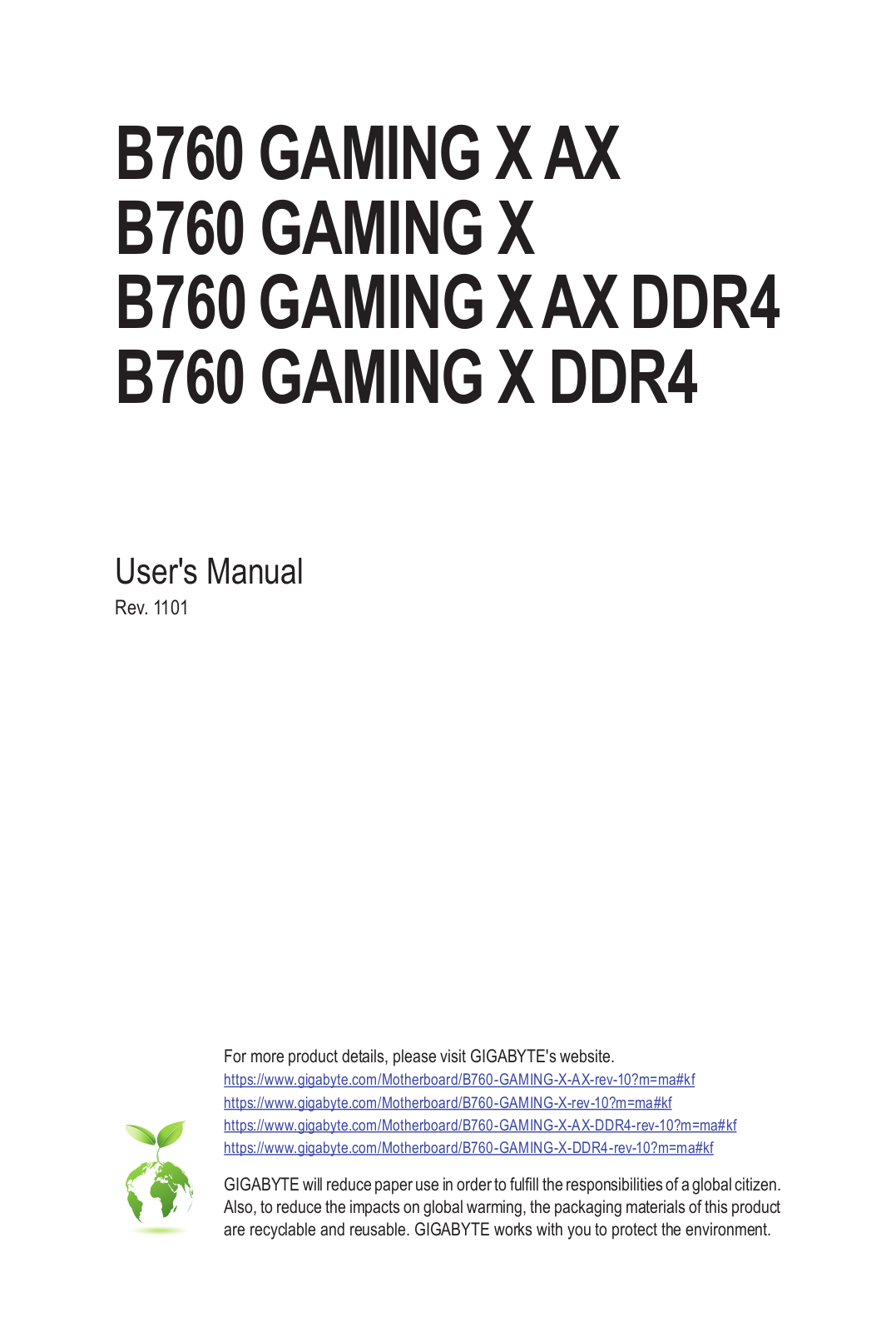 Gigabyte B760 Gaming X, B760 GAMING X AX, B760 Gaming, B760 GAMING X AX DDR4, B760 GAMING X DDR4 Manual