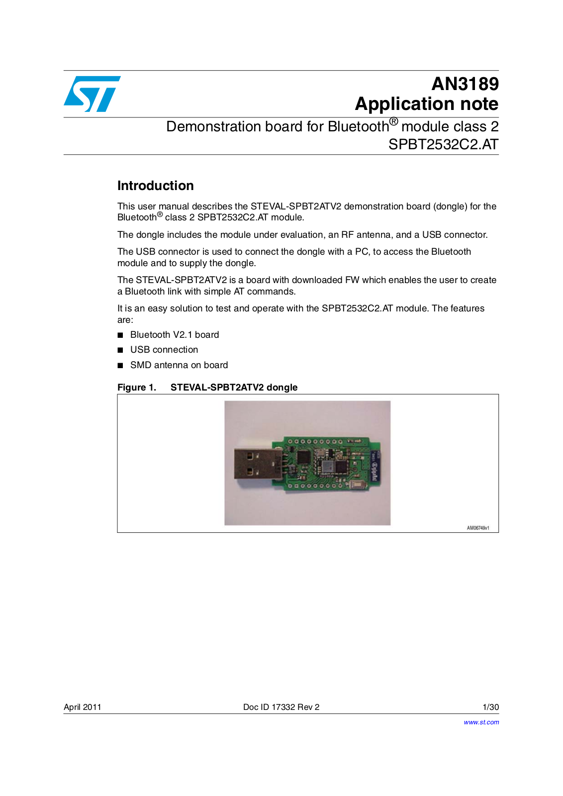 ST AN3189 Application note