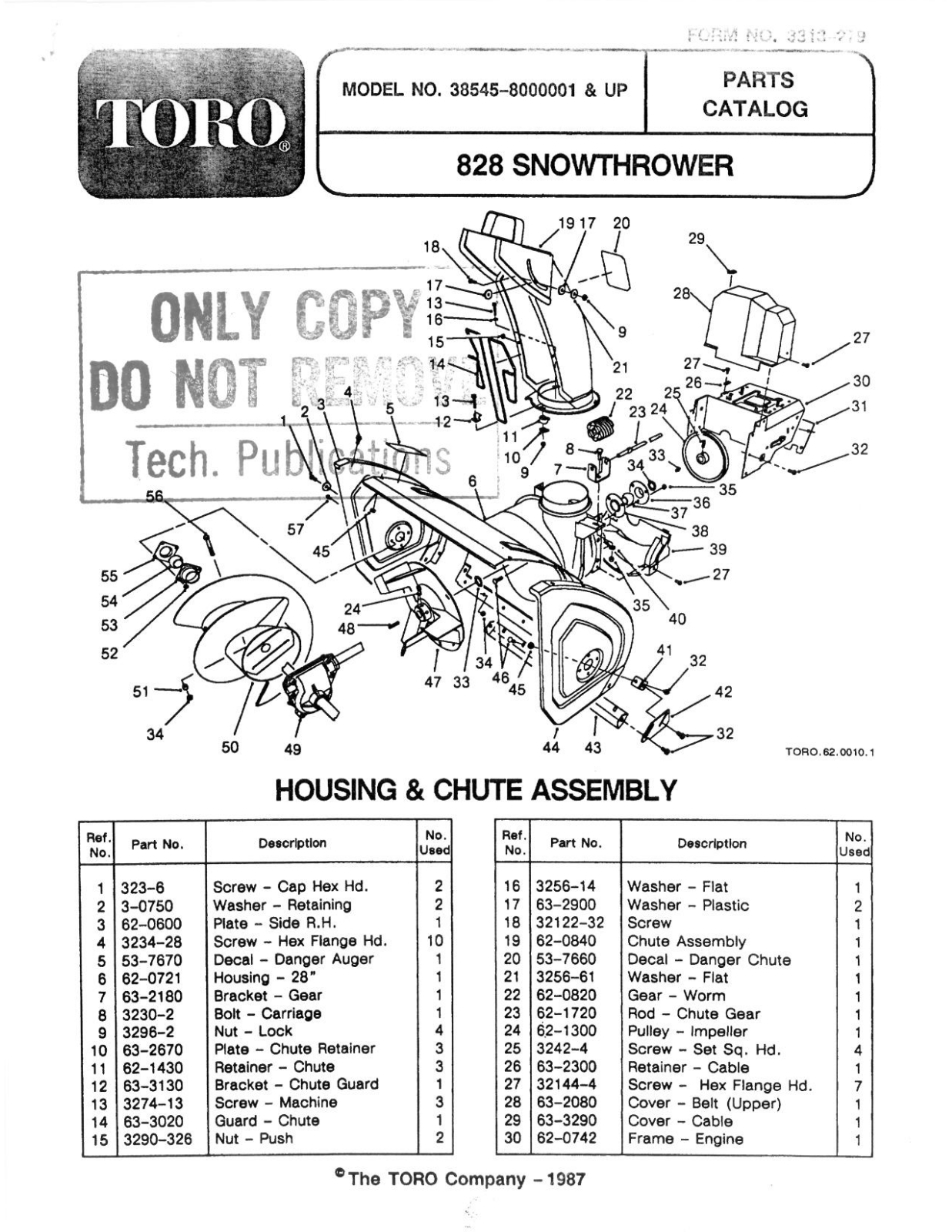 Toro 38545 Parts Catalogue