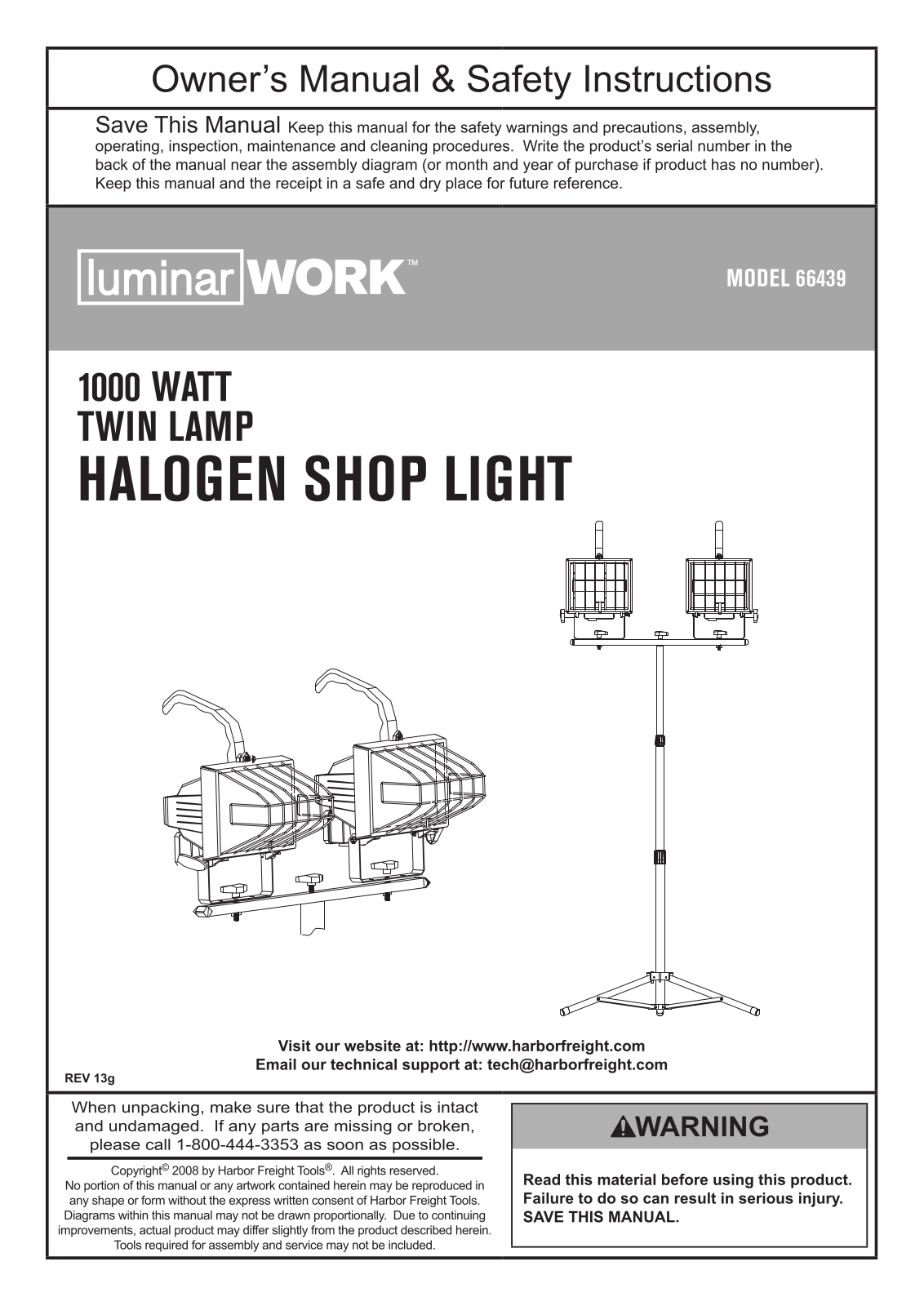 Harbor Freight Tools 66439 Owner's Manual