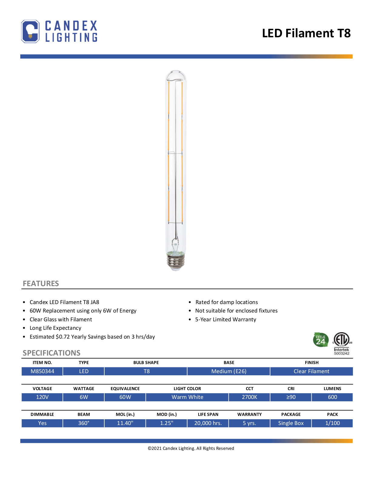 Candex Lighting CNDX1015 Specifications - ManualMachine.com
