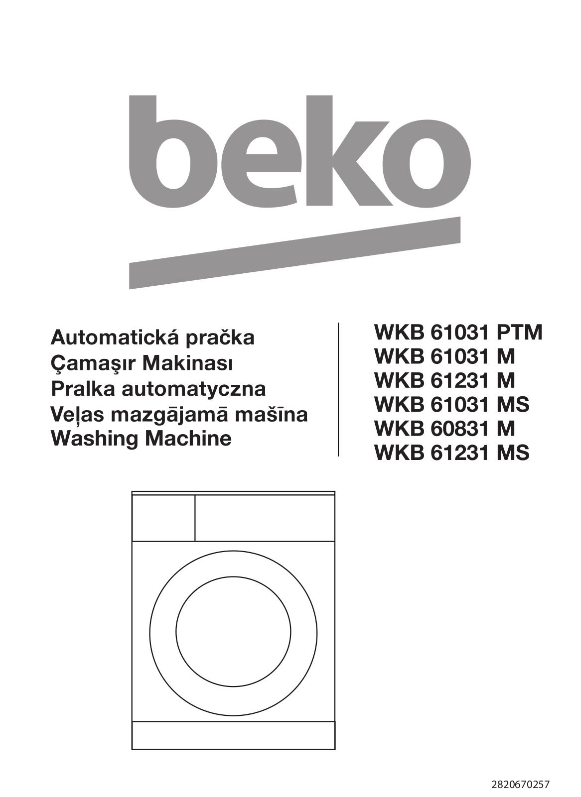 Beko WKB 61031 PTM, WKB 61031 M, WKB 61231 M, WKB 61031 MS, WKB 60831 M User manual