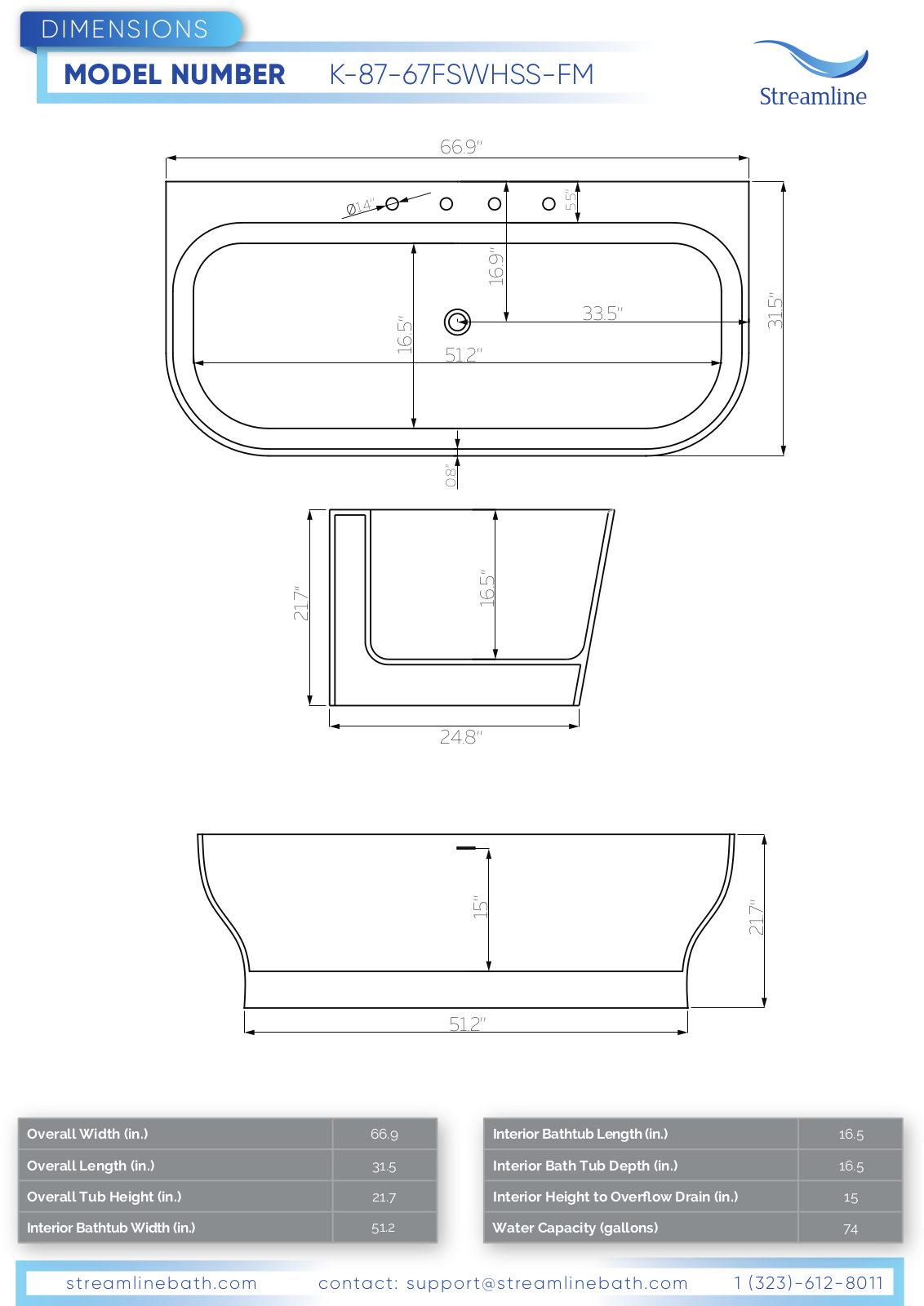 Streamline KH87140 Specifications