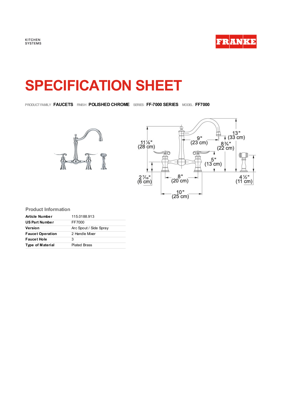 Franke Foodservice FF7000 User Manual