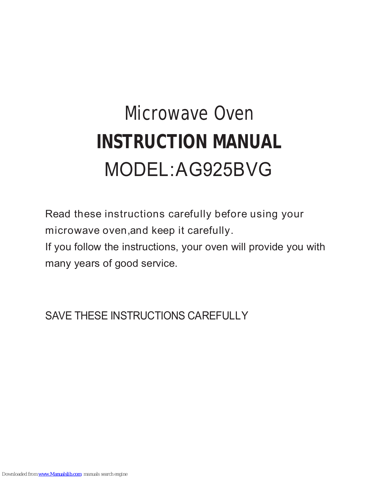 Smalvic AG925BVG Instruction Manual