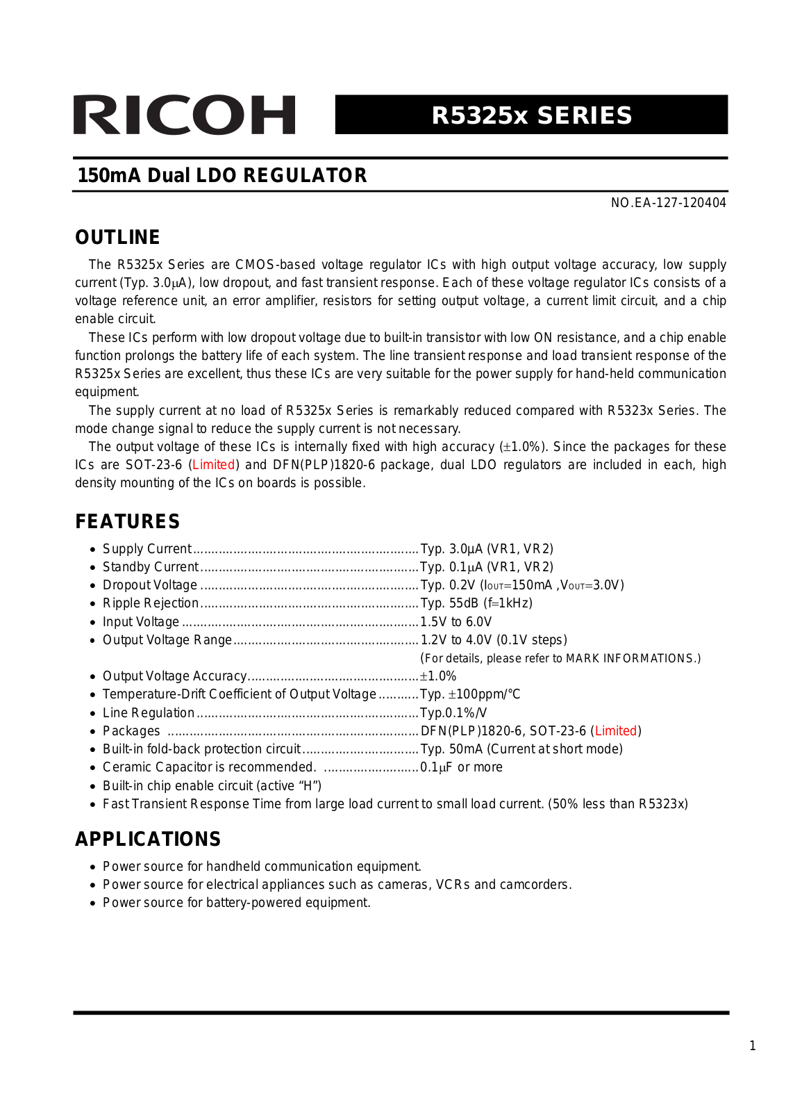 RICOH R5325x Technical data