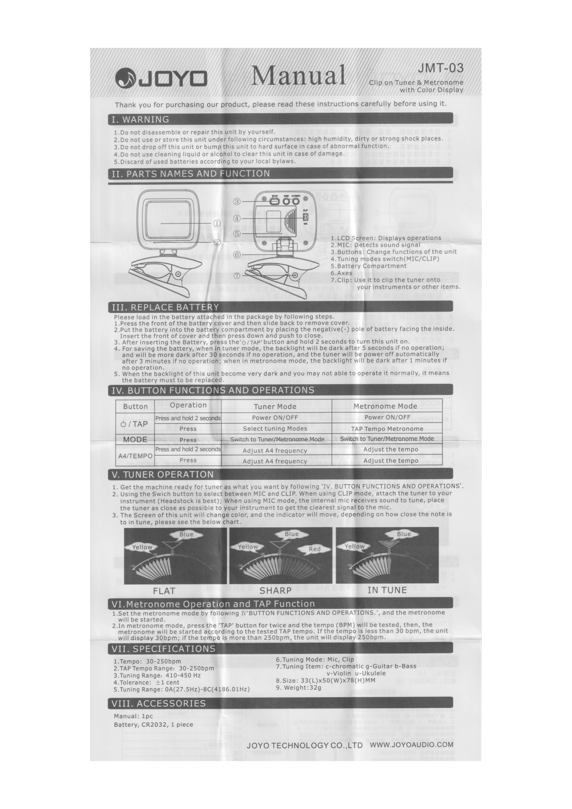 JOYO JMT-03 User Manual