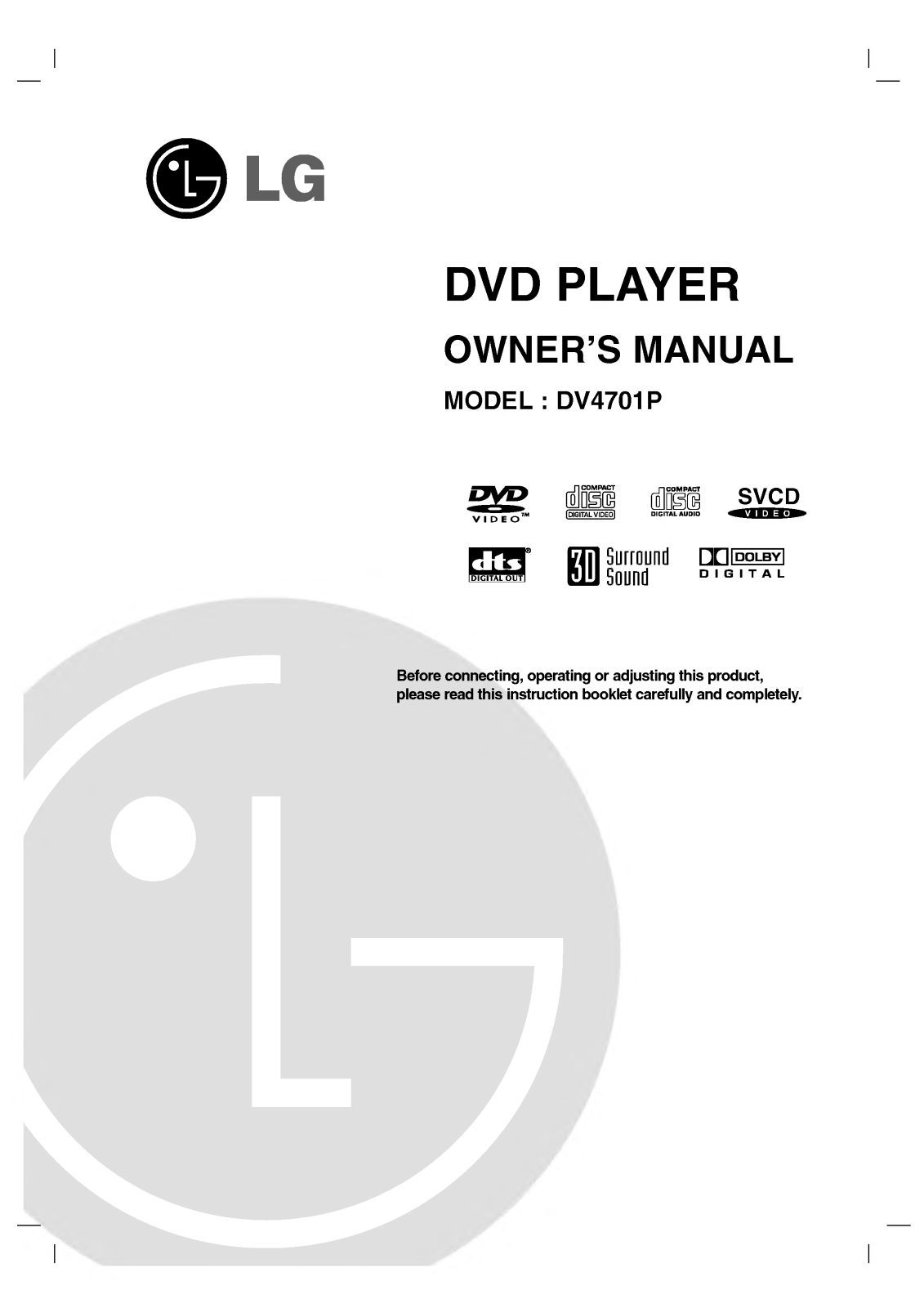 LG DV4701P User Manual