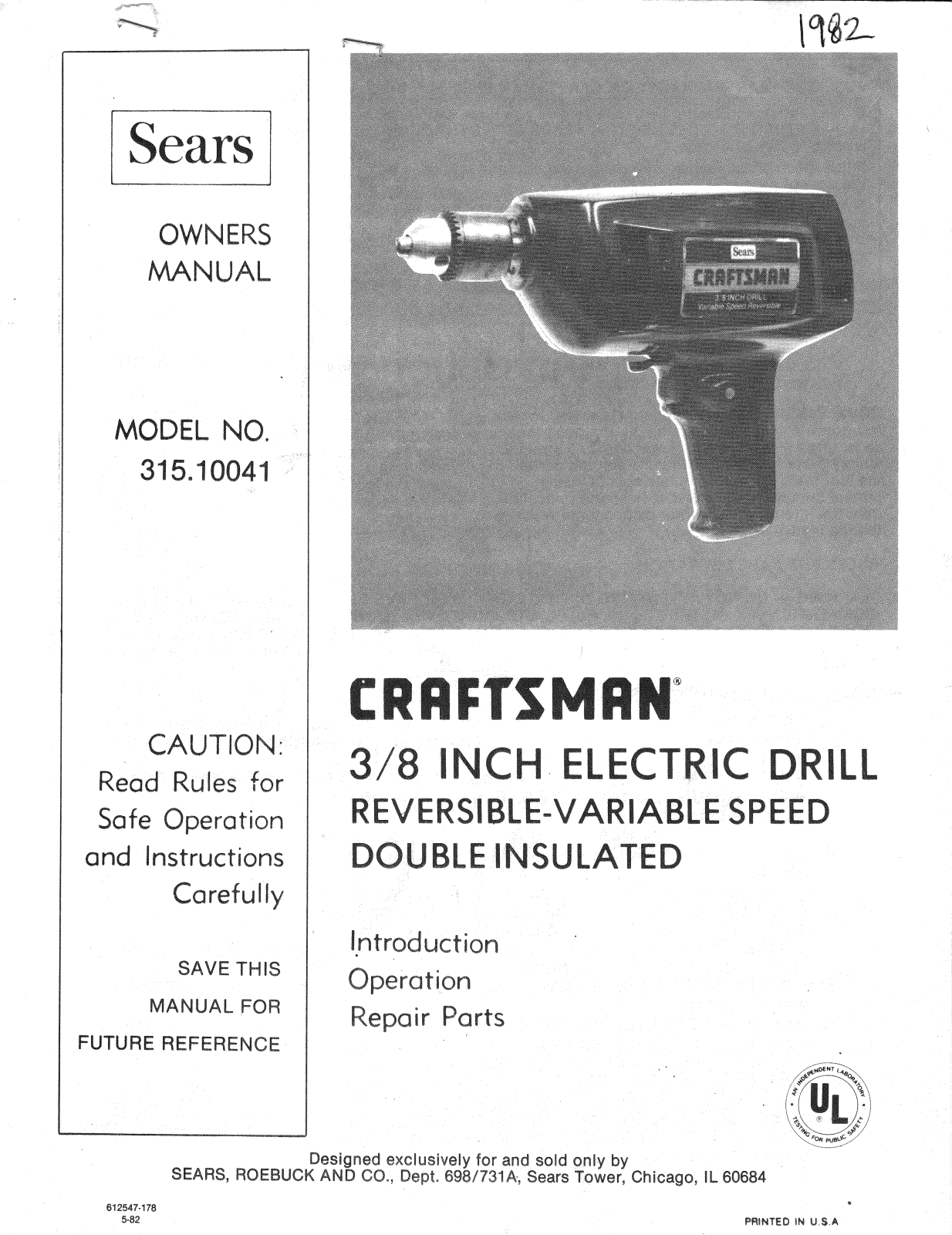 Sears 315.10041 Owners Manual