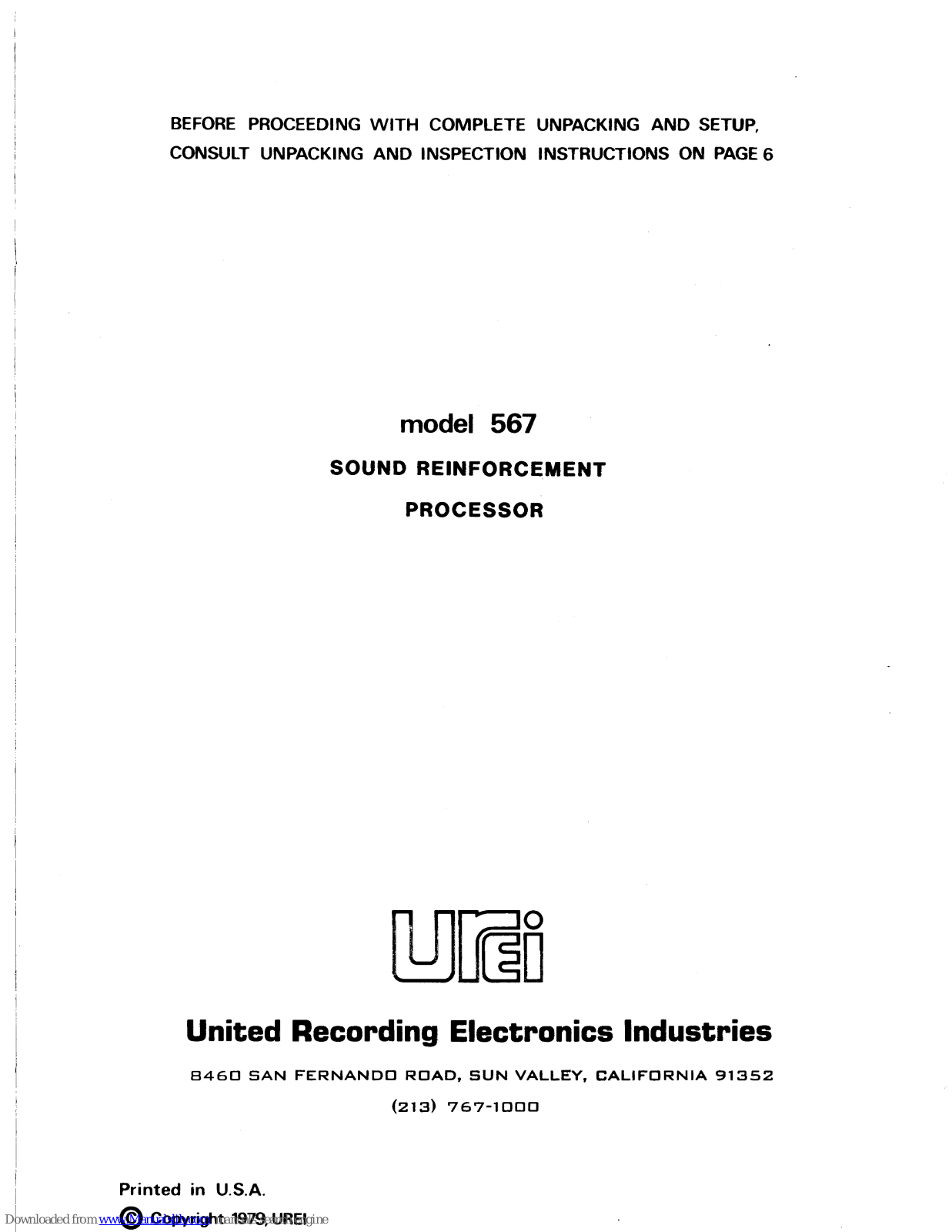 Universal Audio 567 User Manual - ManualMachine.com