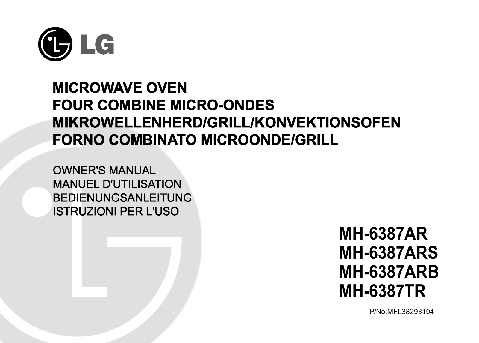 Lg MH-6387AR, MH-6387ARS, MH-6387ARB, MH-6387TR User Manual