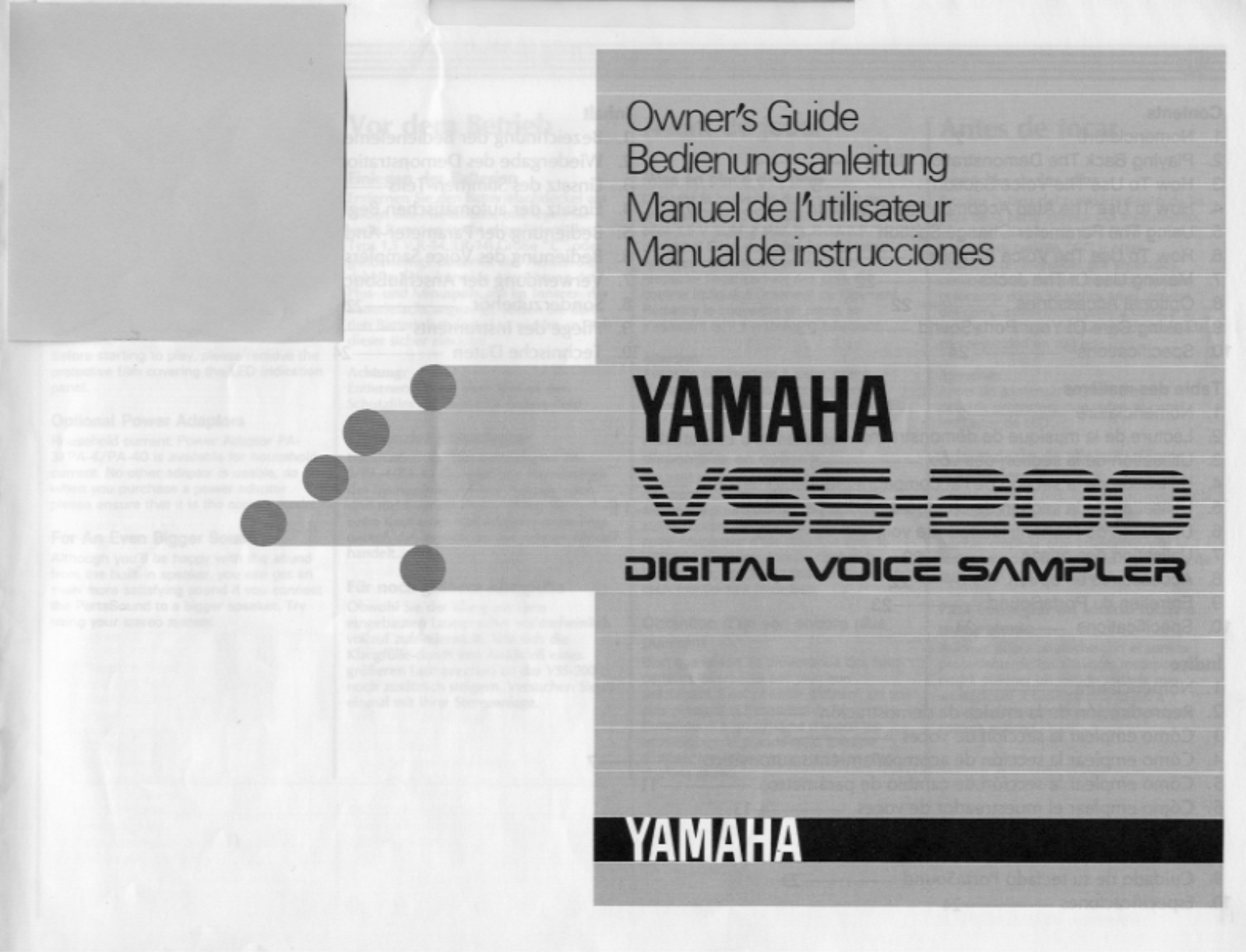 Yamaha VSS200E, VSS200 User Manual