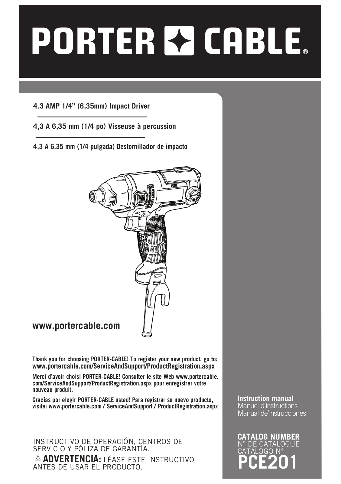 Porter-Cable PCE201 Instruction Manual