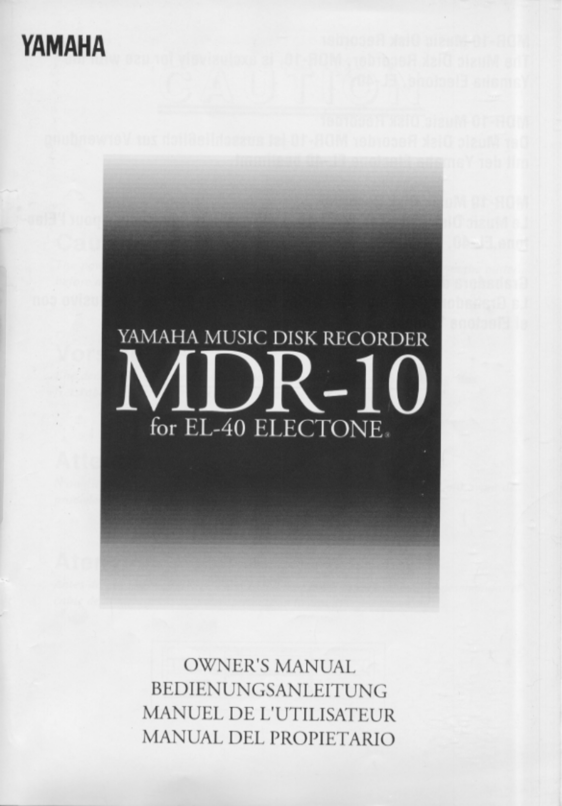 Yamaha MDR-10 User Guide