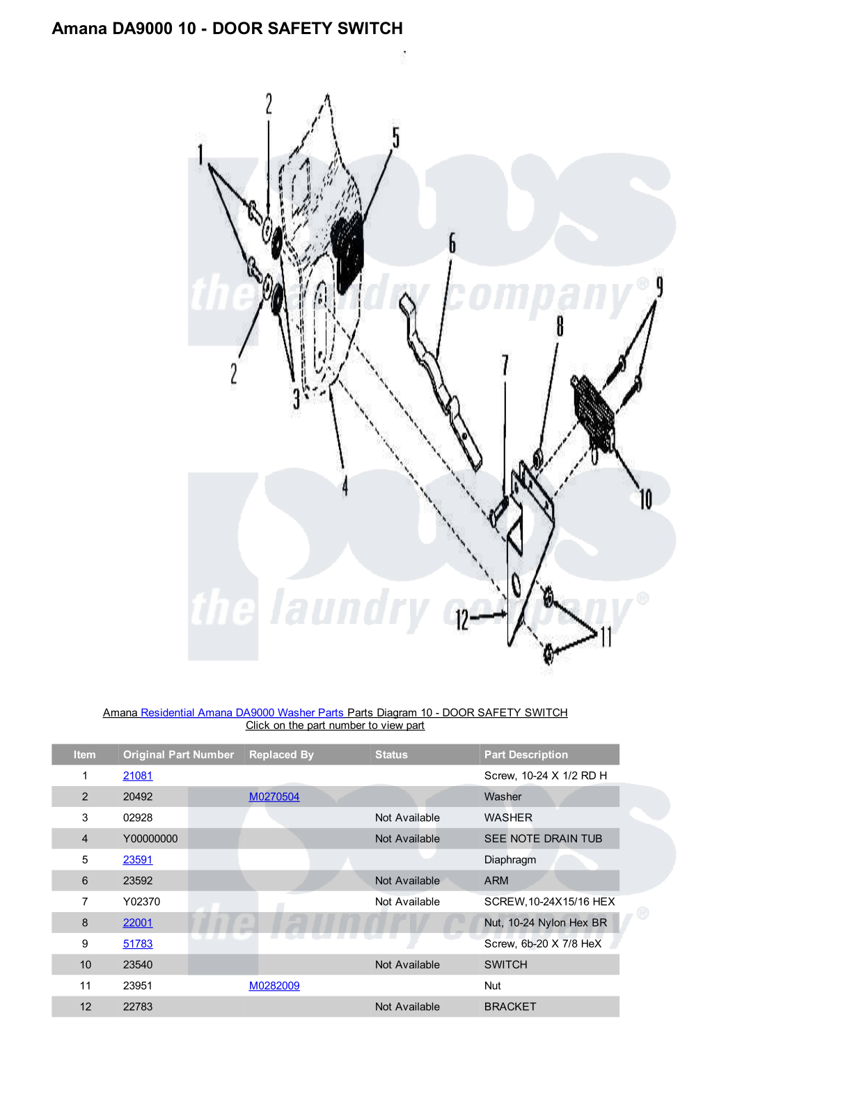 Amana DA9000 Parts Diagram