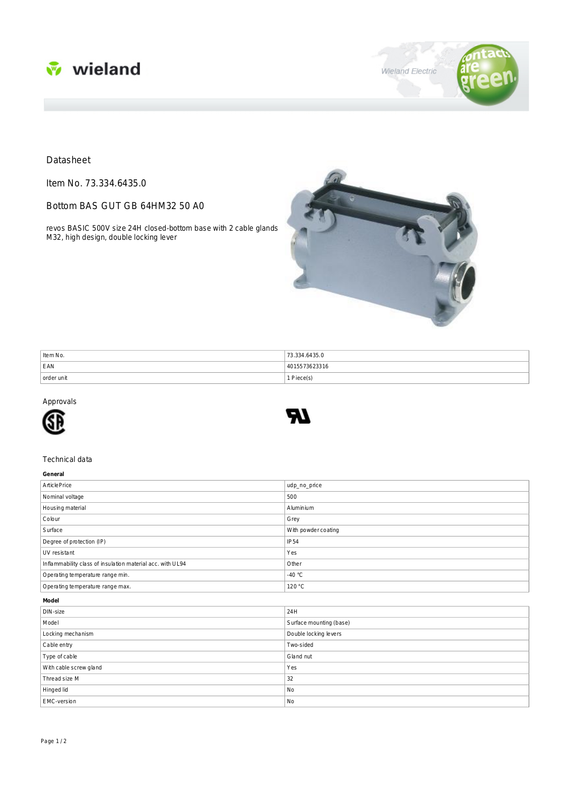 Wieland 73.334.6435.0 Data Sheet