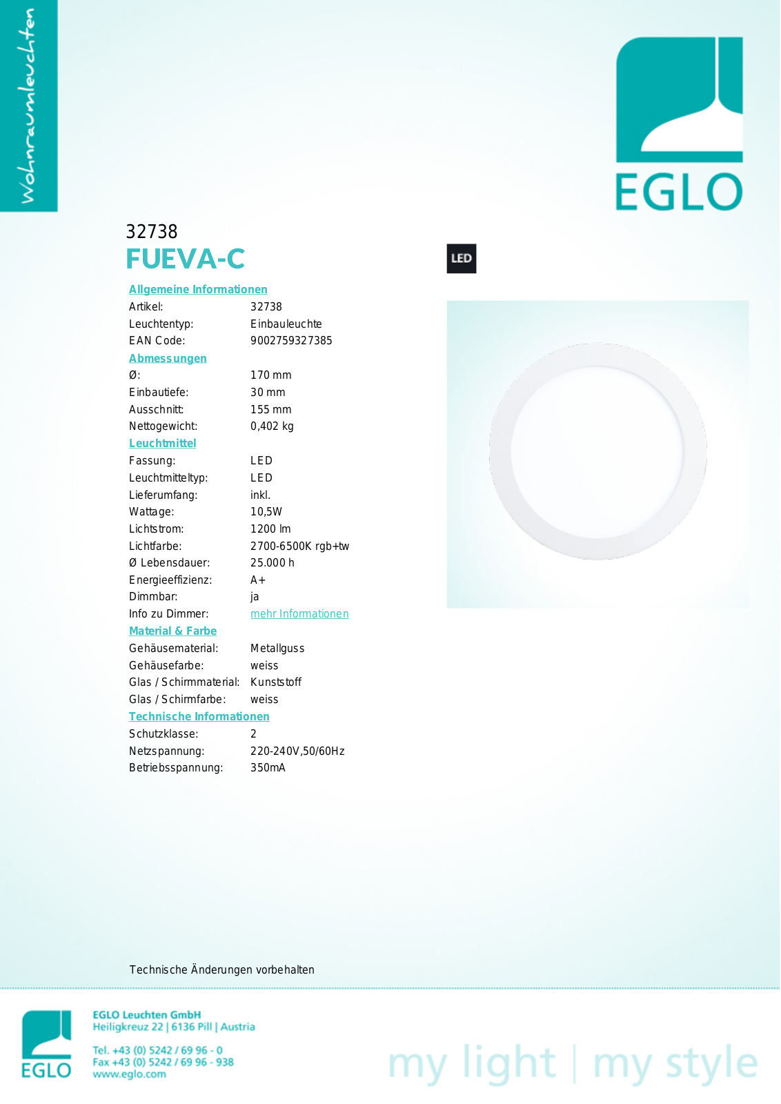 Eglo 32738 Service Manual