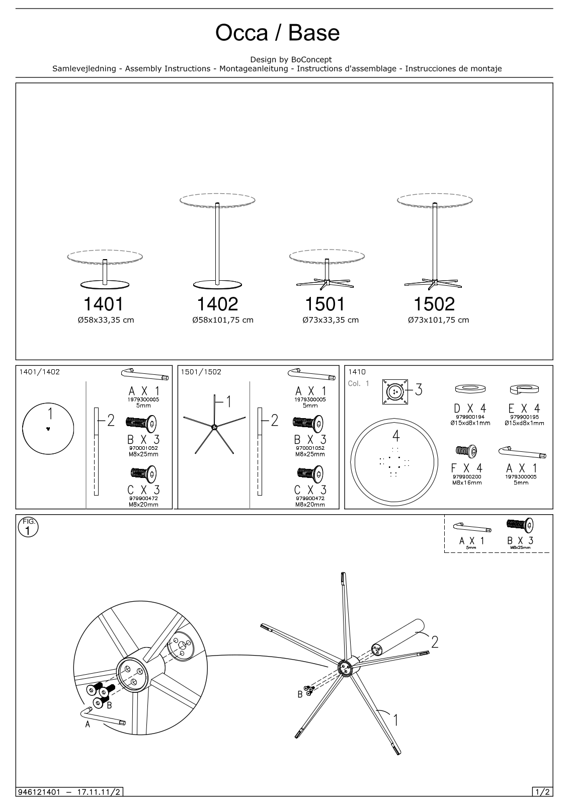 BoConcept 1502, 1402, 1501, 1401 Assembly Instruction