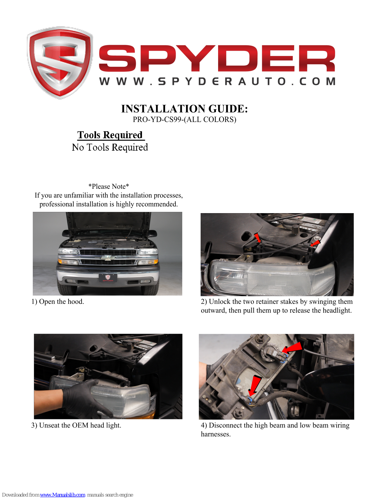 Spyder Auto PRO-YD-CS99 Series Installation Manual