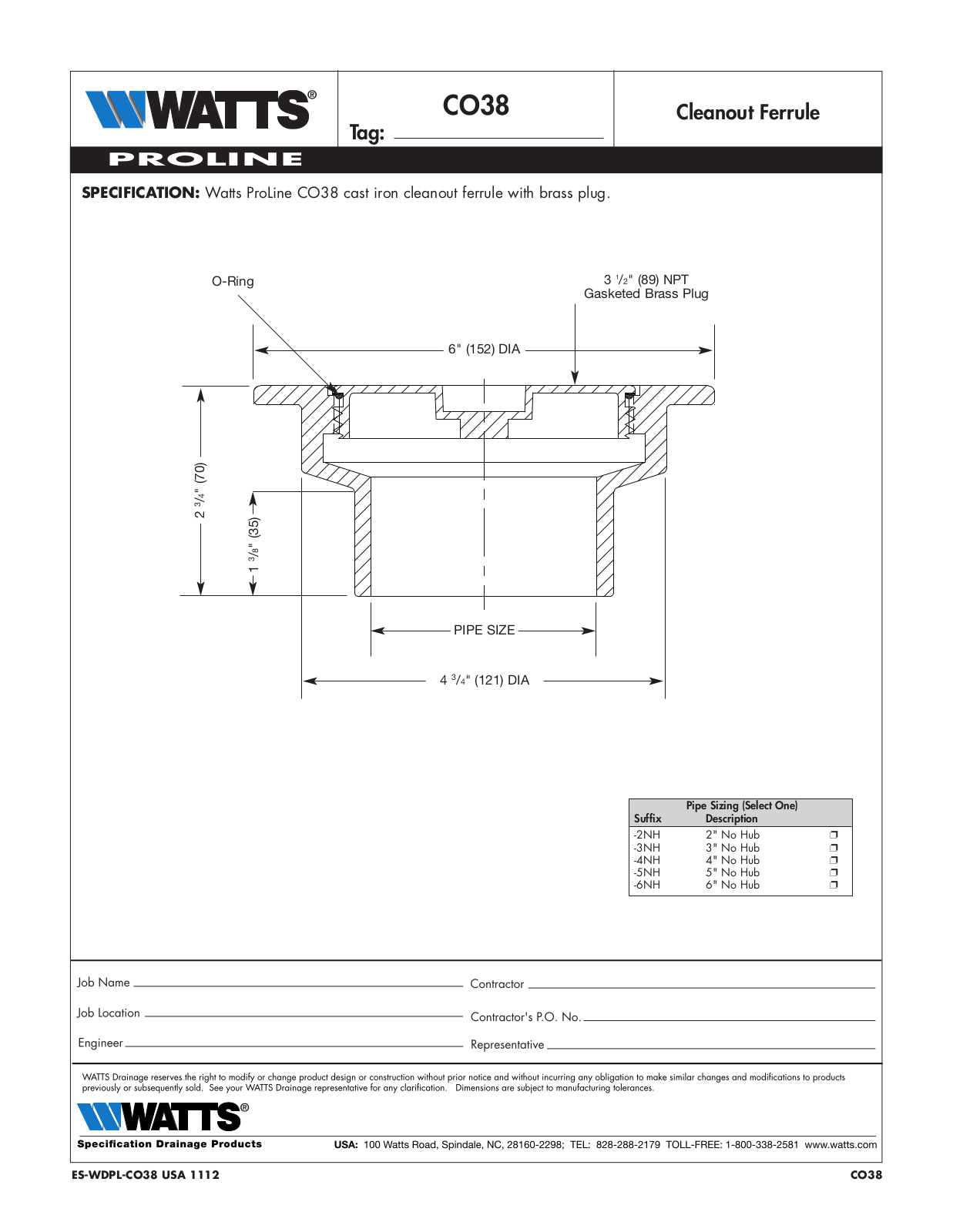 Watts CO38 User Manual