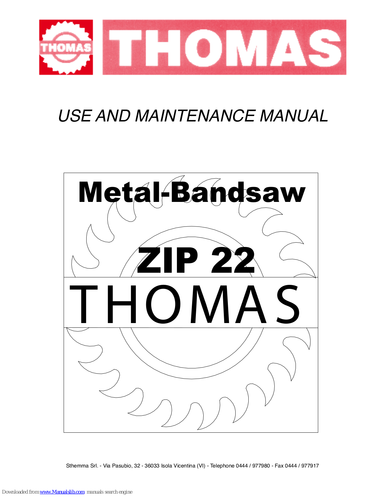 Thomas ZIP 22 Use And Maintenance Manual