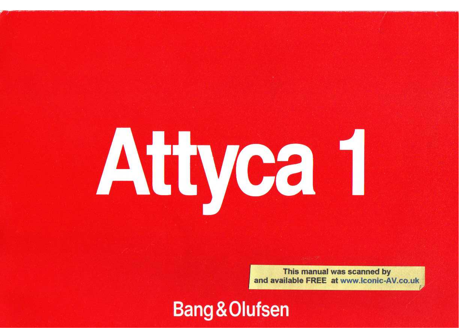 Bang Olufsen Attyca 1 Owners Manual